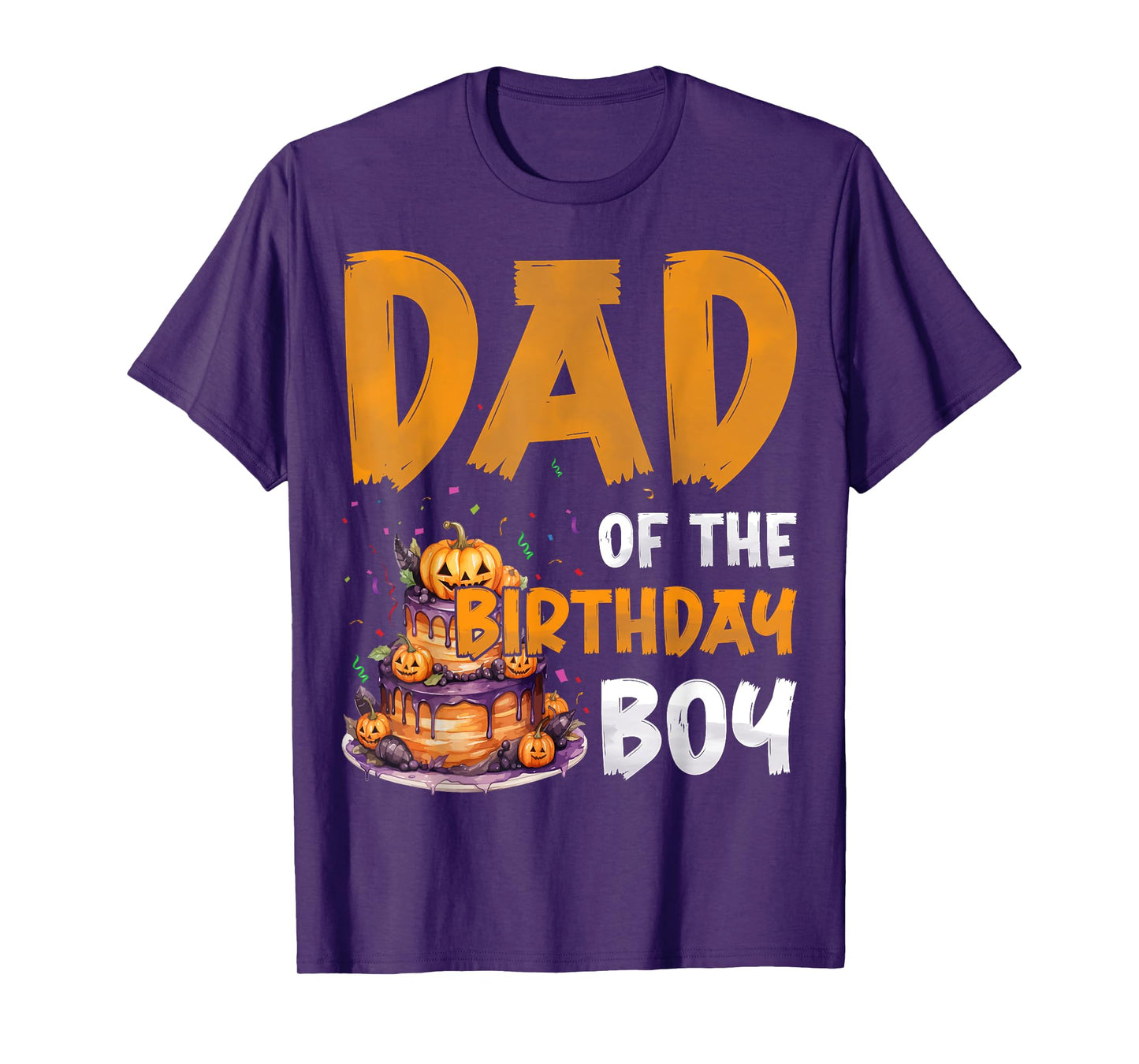 Dad of the Birthday Boy Spooky Pumpkin Halloween Cake T-Shirt