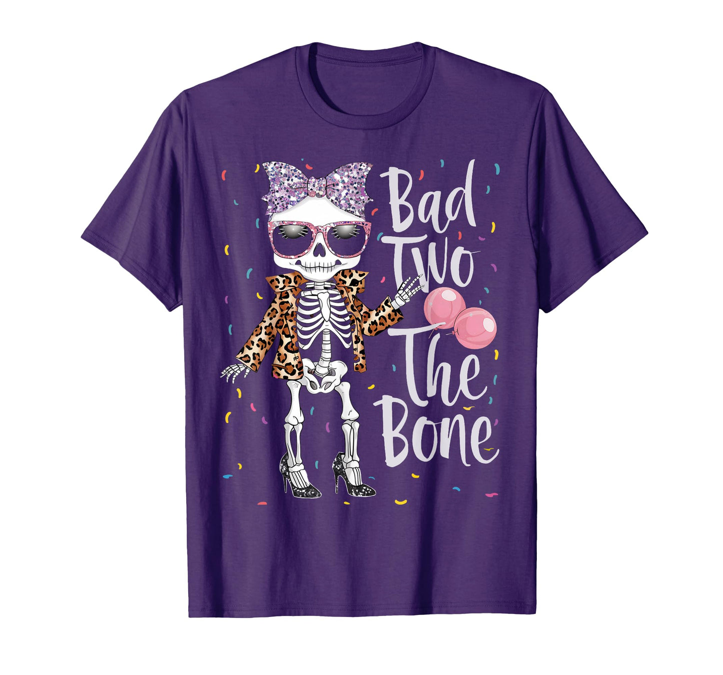 Bad Two The Bone Halloween Birthday 2nd Birthday Girl T-Shirt