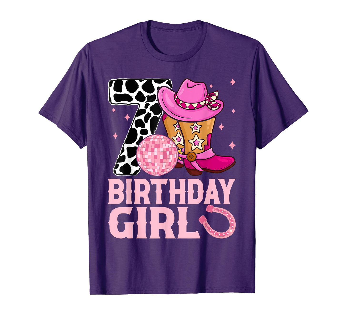 Happy 7th Birthday Girl Outfit Rodeo Western Cowgirl Cowboy T-Shirt