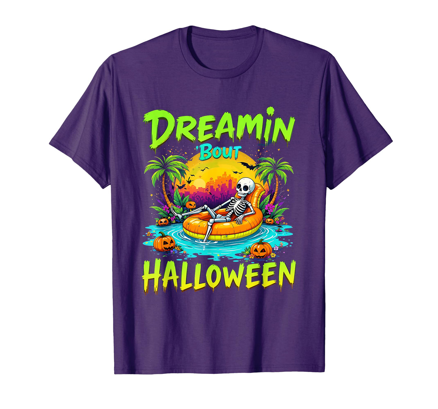 Funny Dreamin 'Bout Halloween Summerween Vibes Skeleton T-Shirt