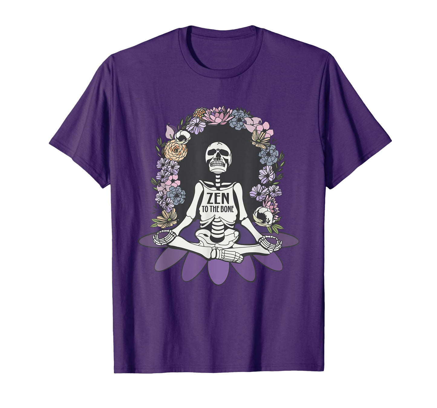Zen to the Bone Yoga Halloween Skeleton Yoga Lover Meditate T-Shirt