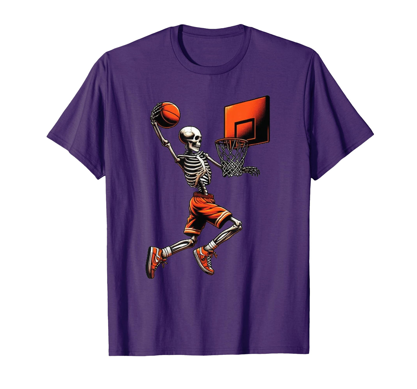 Skeleton Basketball Player Dunking Hoop Halloween Vintage T-Shirt