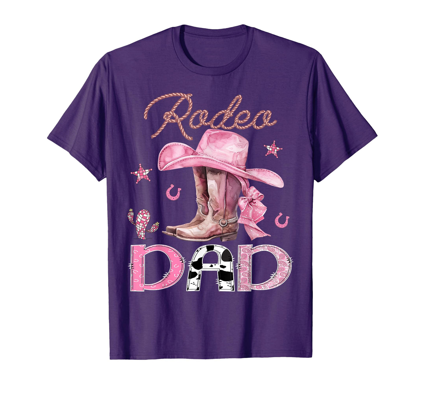 Rodeo Dad Pink Boots Coquette CowGirl Birthday Party T-Shirt