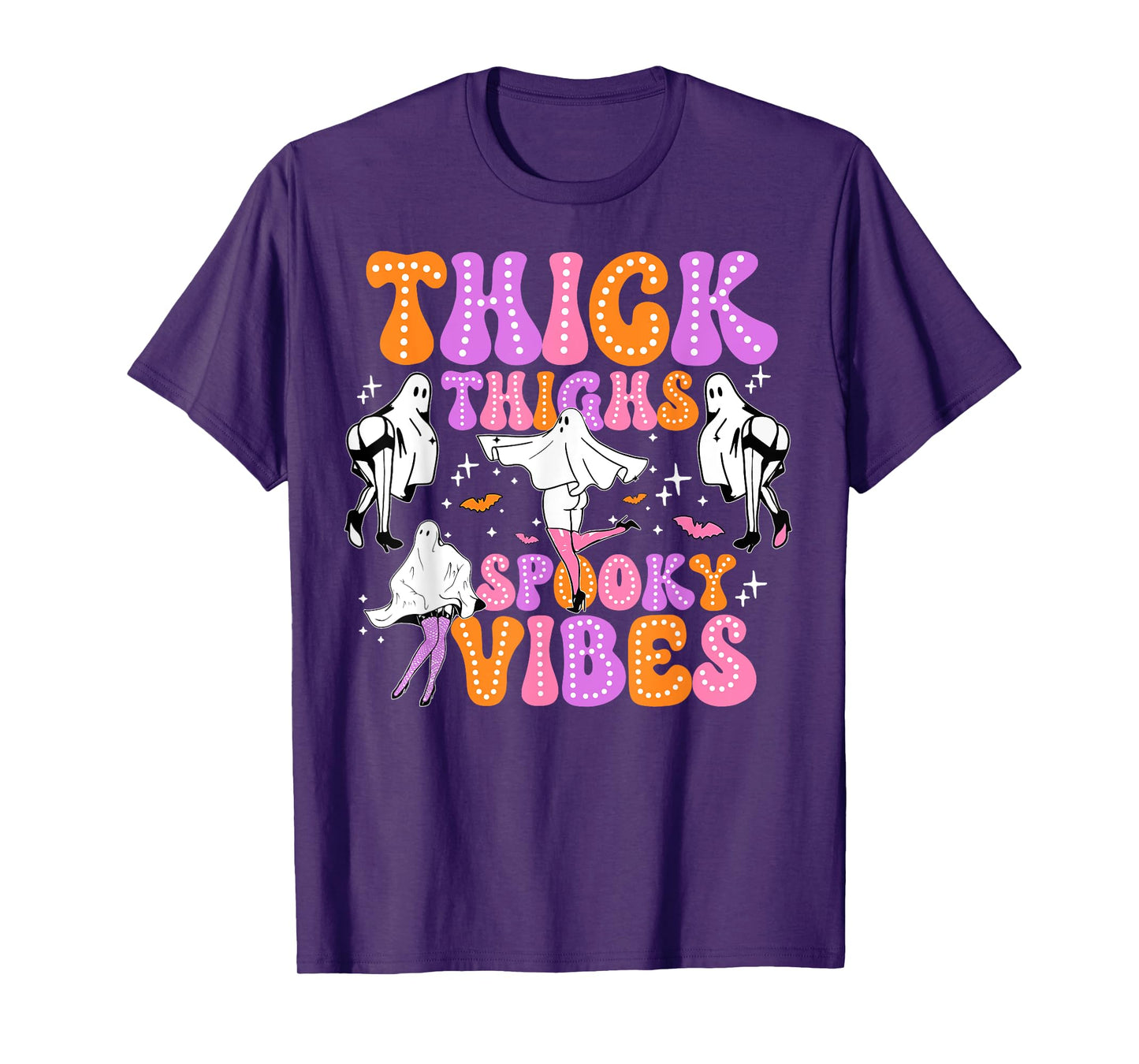Funny Halloween Ghost Thick Thighs Spooky Vibes Women T-Shirt