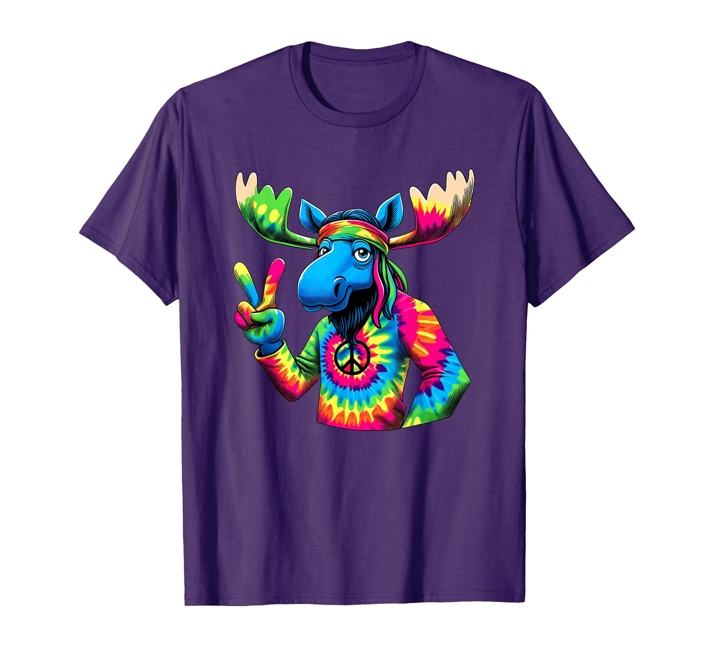 Peace Sign Tie Dye Moose T-Shirt