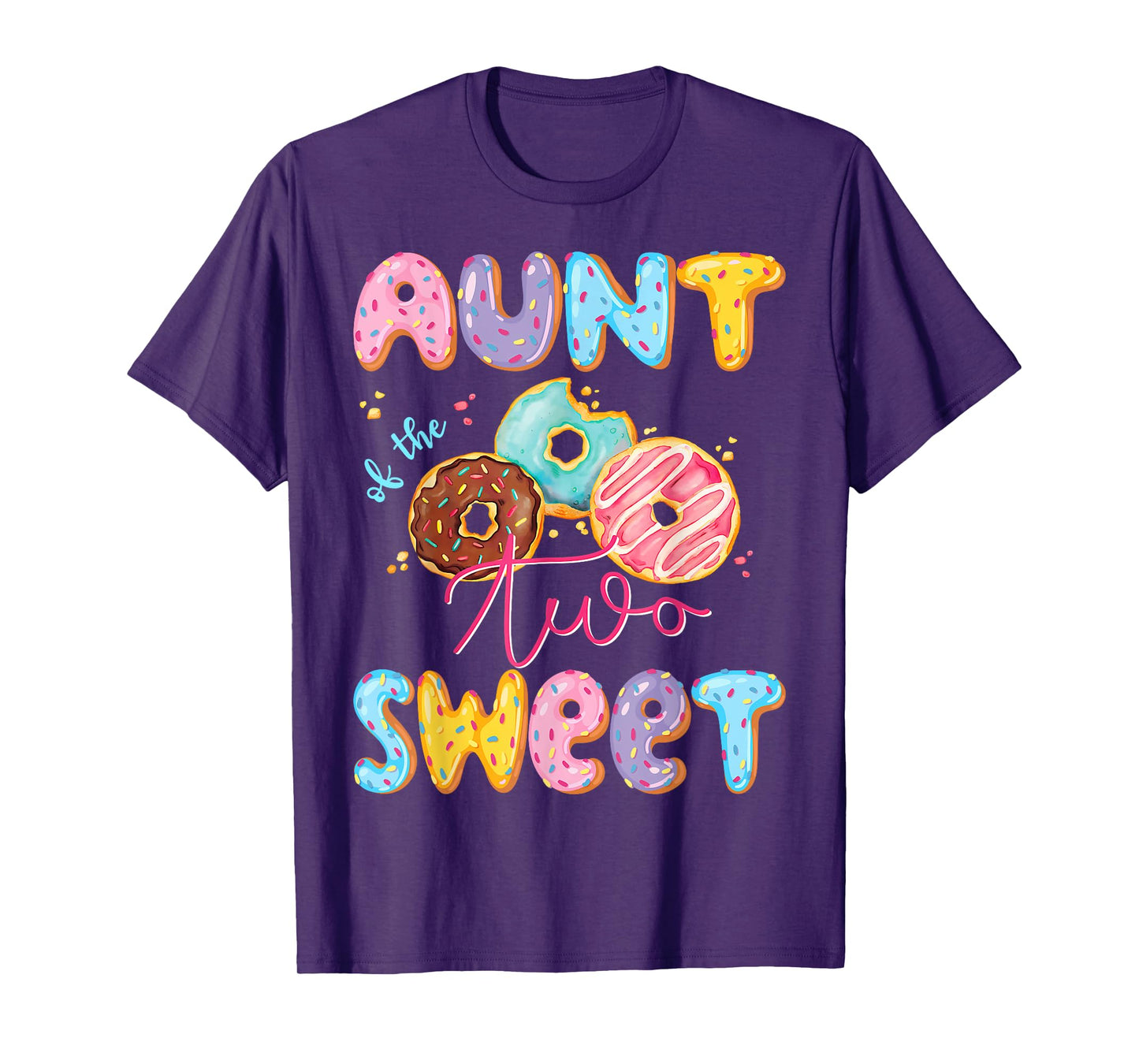 Aunt Of The Two Sweet Donut Matching 2Nd Birthday Girl T-Shirt