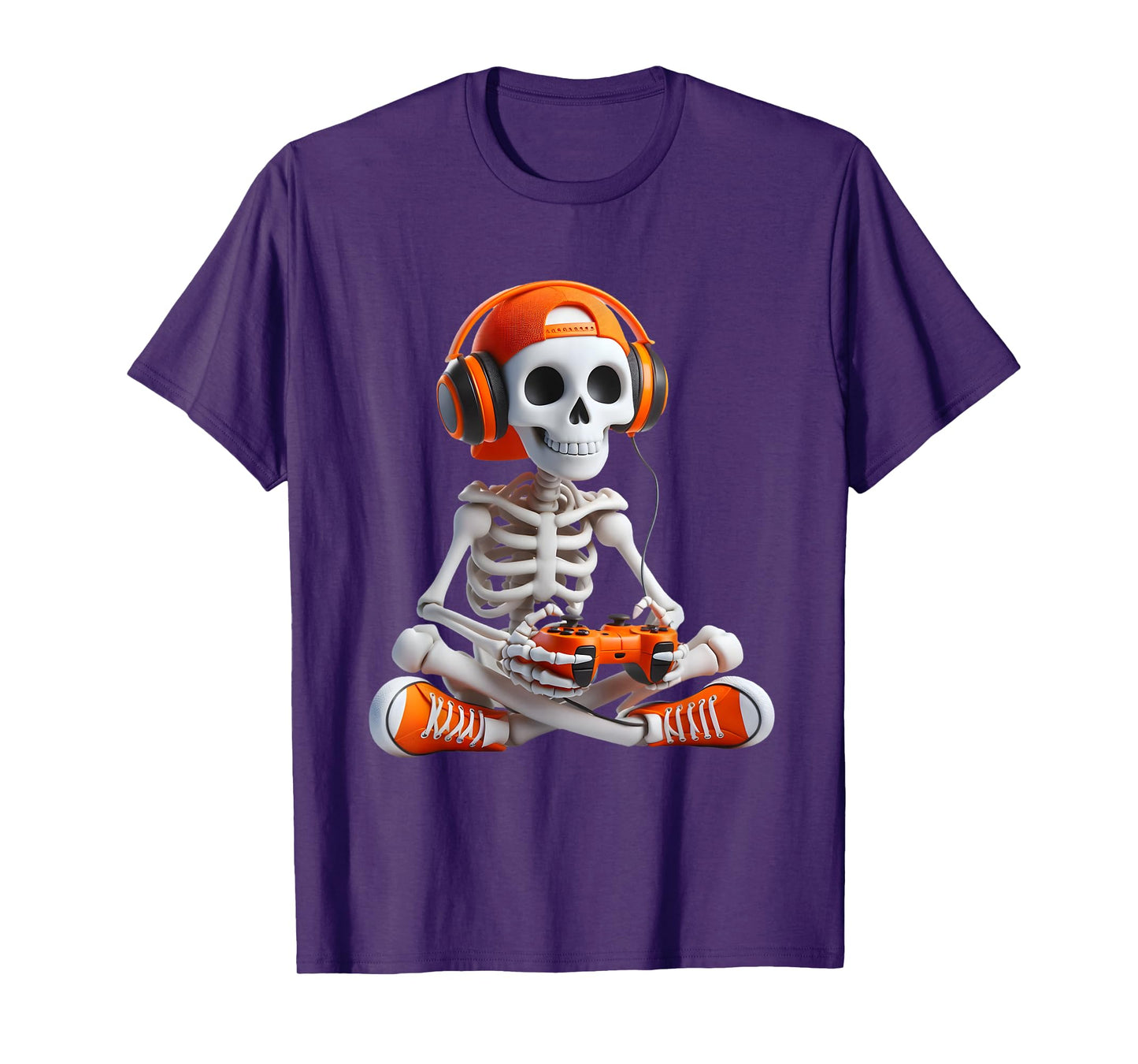 Gaming Skeleton Halloween Gamer Video Games Boys Men Kids T-Shirt