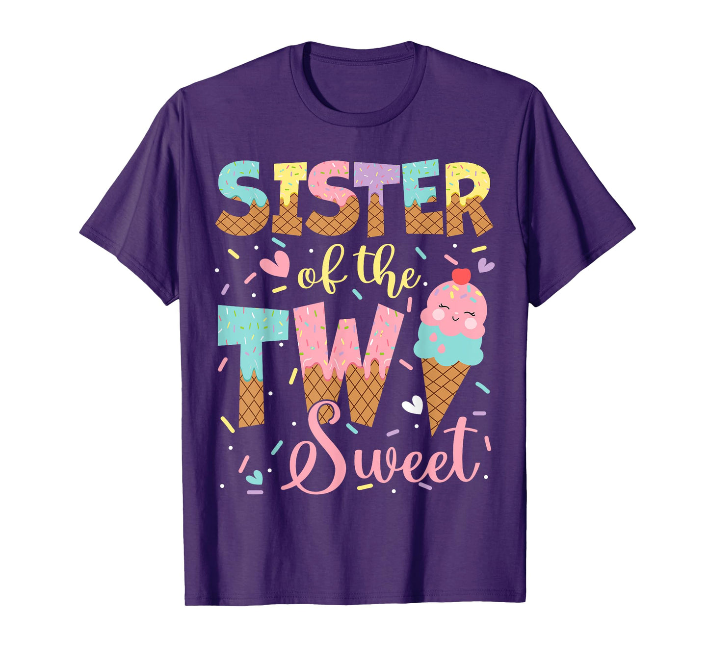 Sister Of The Two Sweet 2Nd Birthday Girl Ice Cream T-Shirt