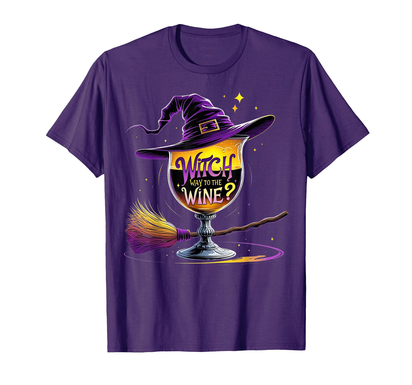 Witch Way To The Wine Funny Womens Wine Drinking Top T-Shirt