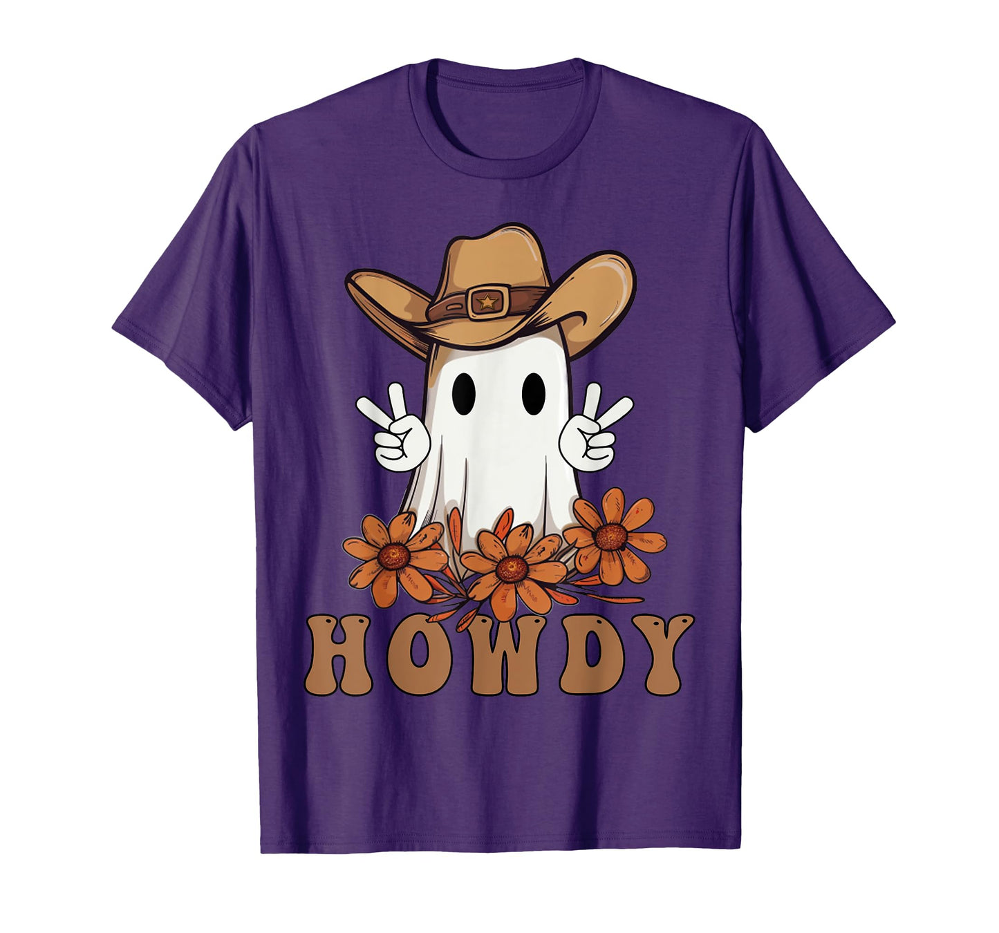 Retro Western Halloween Cowboy Ghost Howdy Cowgirl Ghost Boo T-Shirt