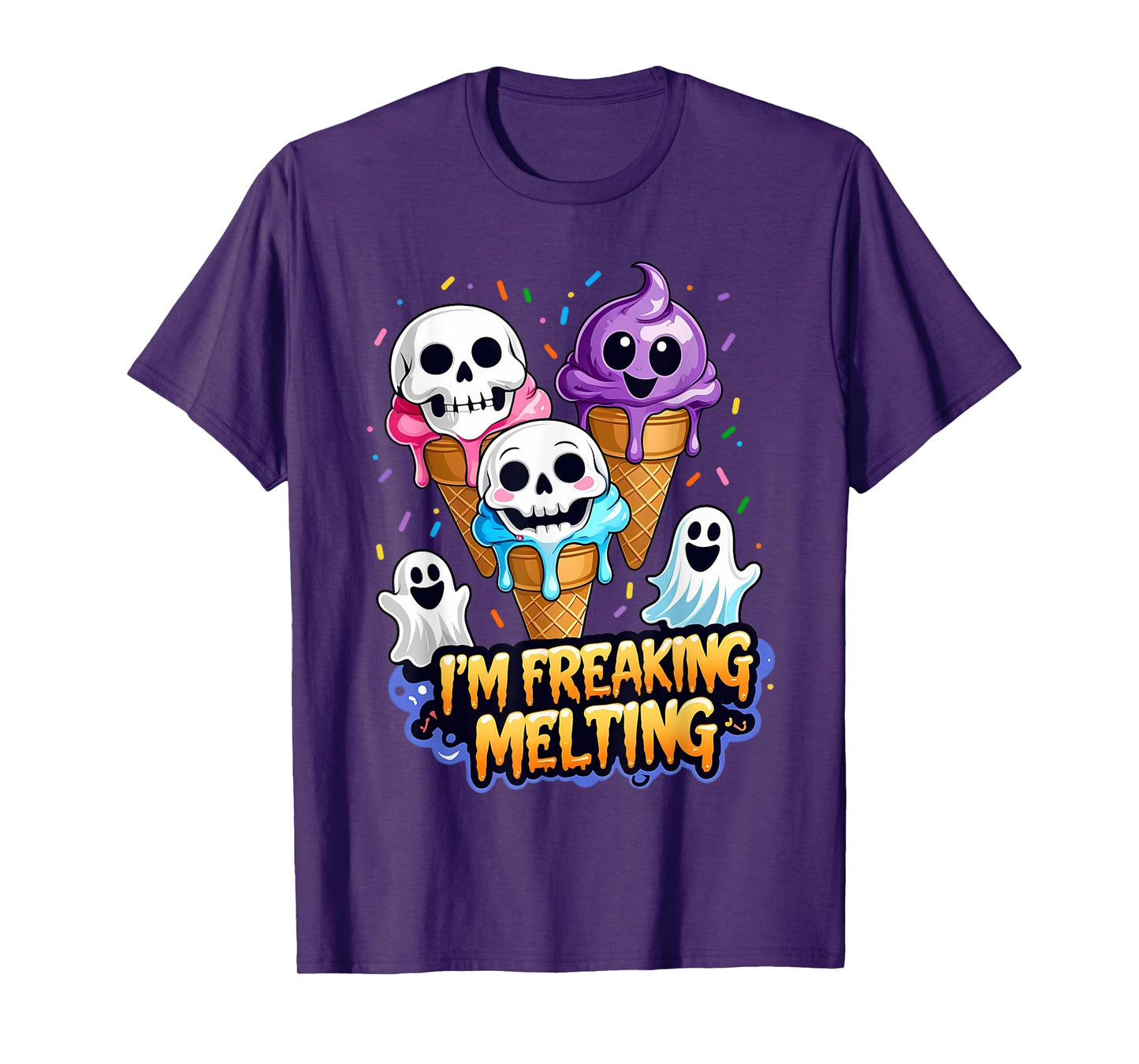 Cute I'm Freaking Melting Skull Ice Cream Halloween T-Shirt