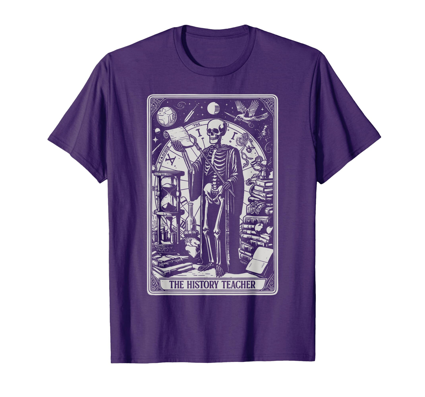 Funny Skeleton History Teacher Tarot Card Astrology Witch T-Shirt
