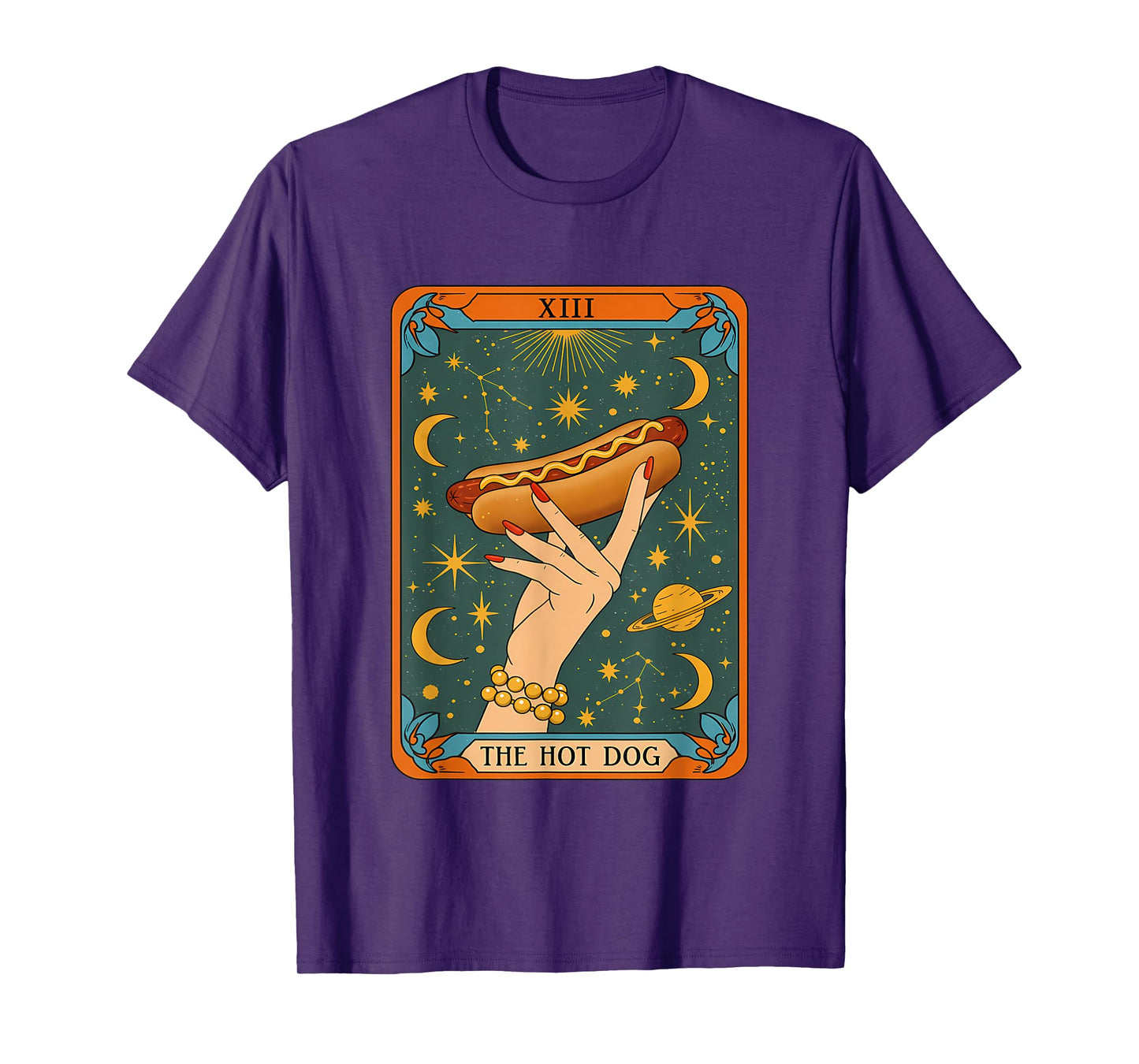 Witchy Hot Dog Tarot Shirt Vintage Astrology Food Meme T-Shirt for Men Women Kids