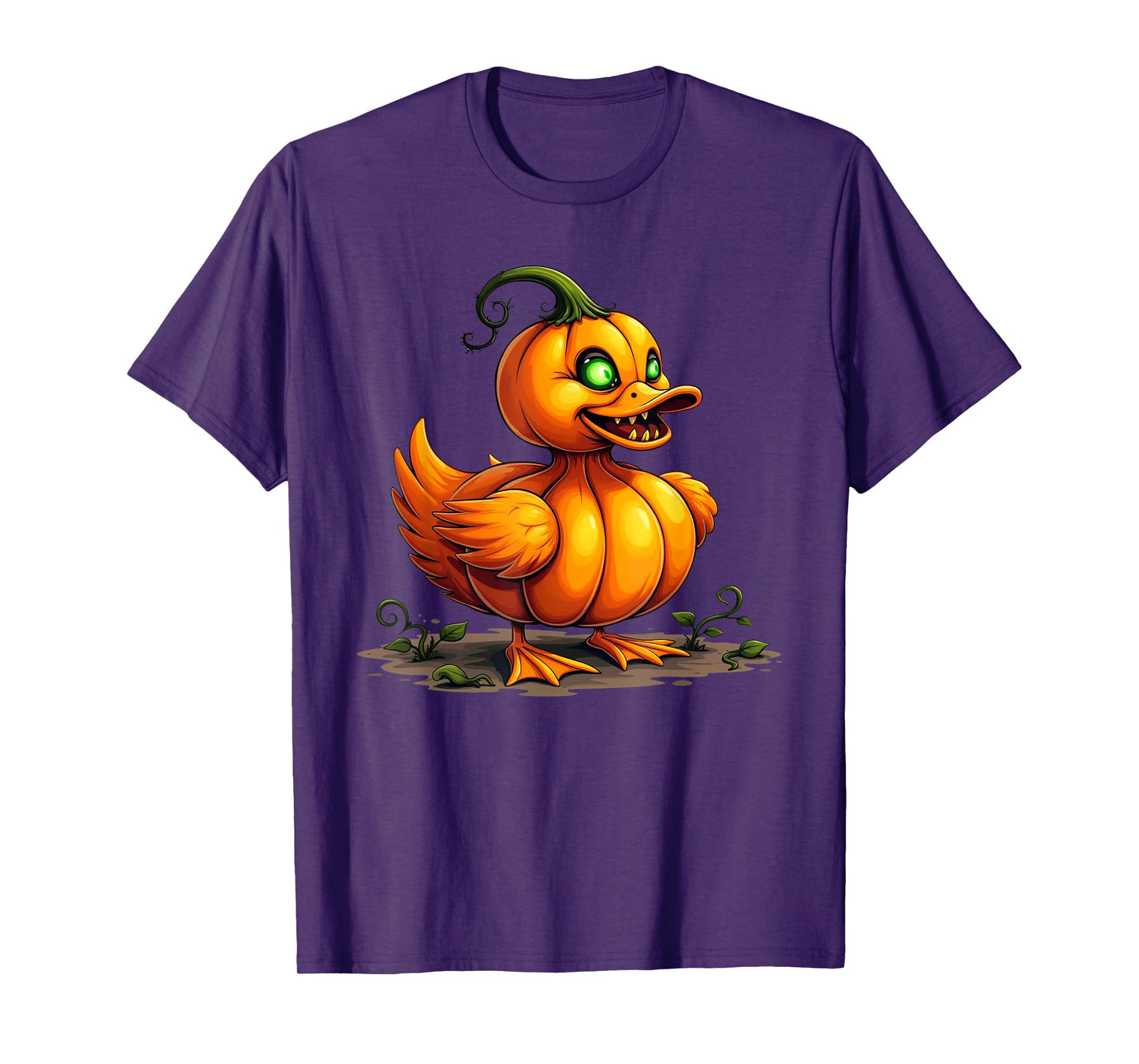 Scary Duck Pumpkin Funny Halloween Womens Mens Kids T-Shirt