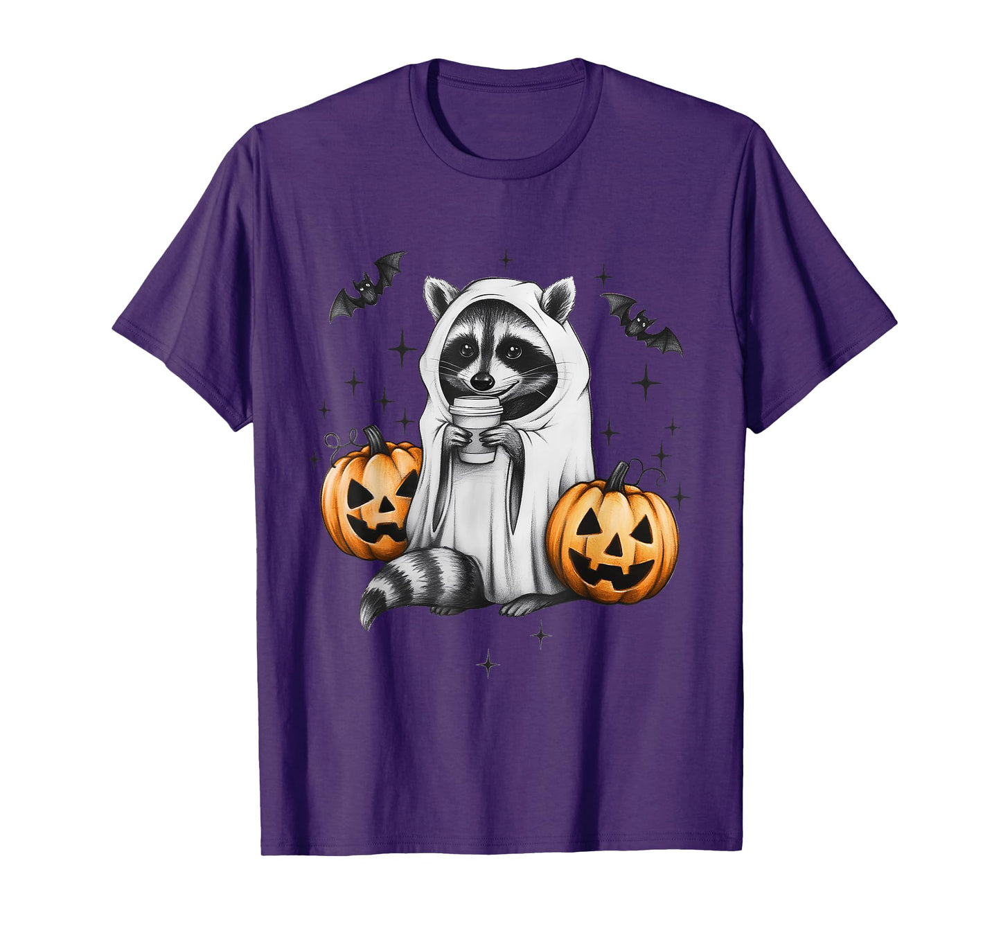 Cute Ghost Raccoon Pumpkin Halloween Raccoon T-Shirt