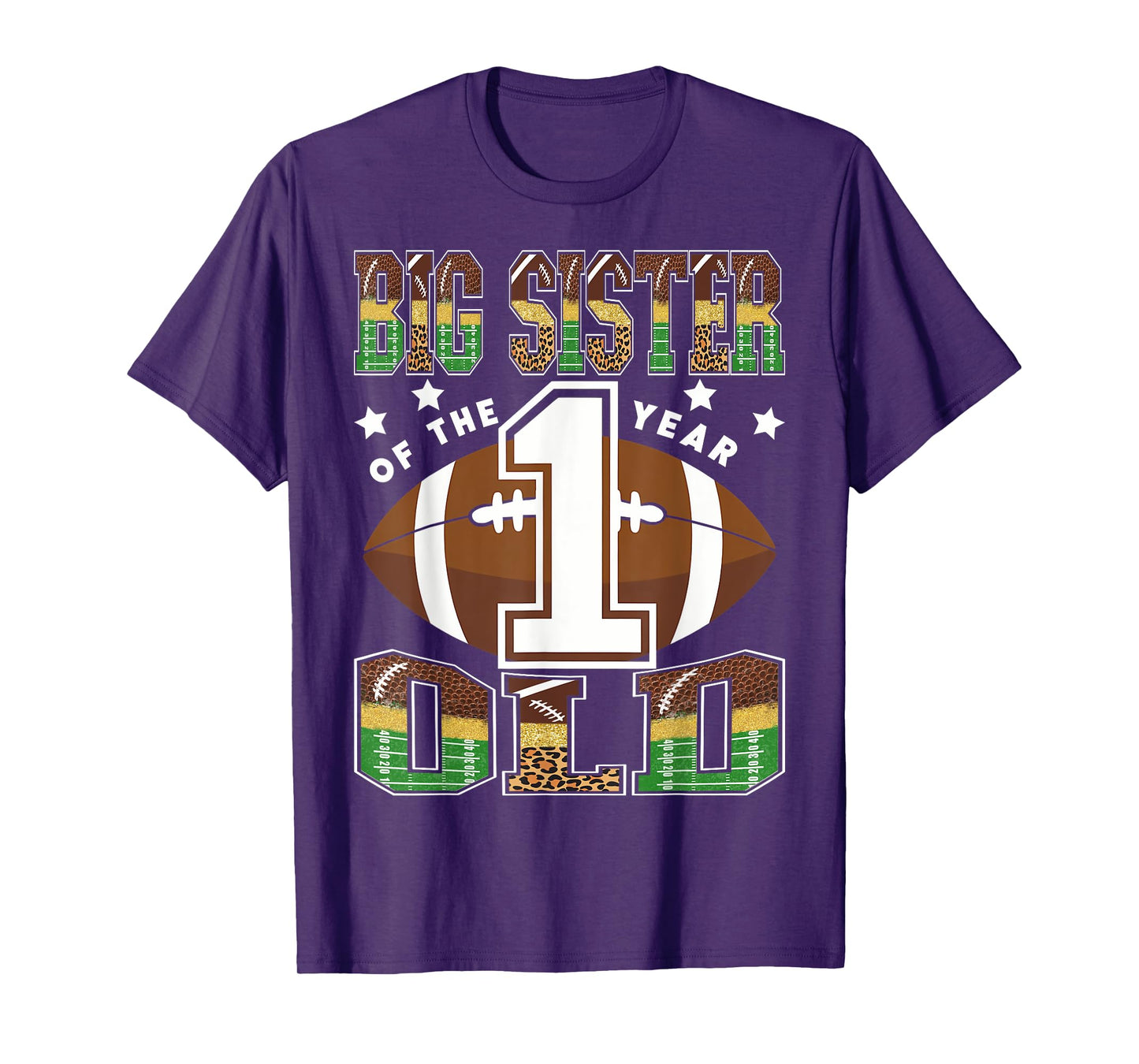 Big Sister Of The 1 Year Old Football 1St Year Down Birthday T-Shirt