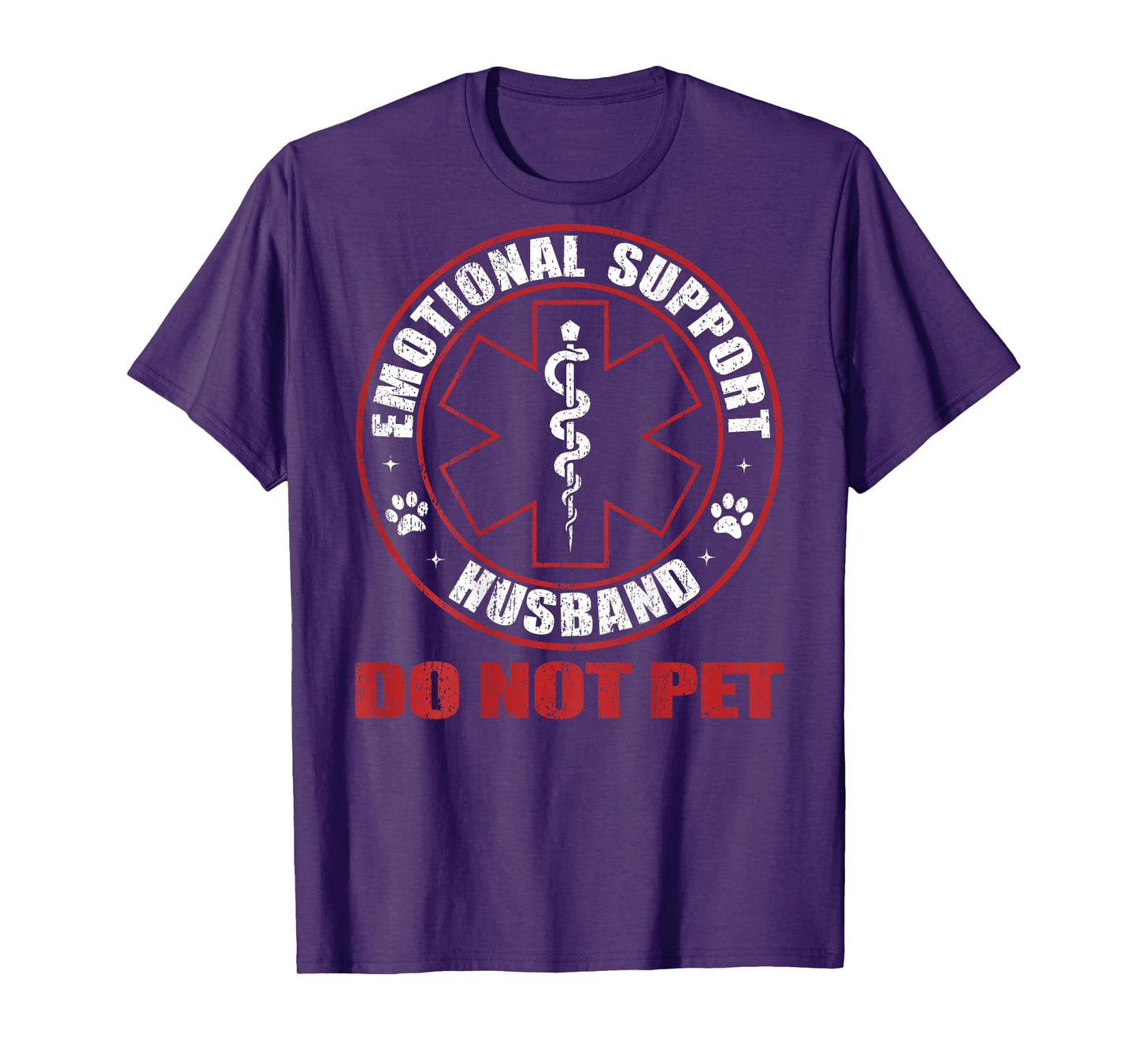 (On Back) Emotional Support Husband Do Not Pet Funny Couples T-Shirt