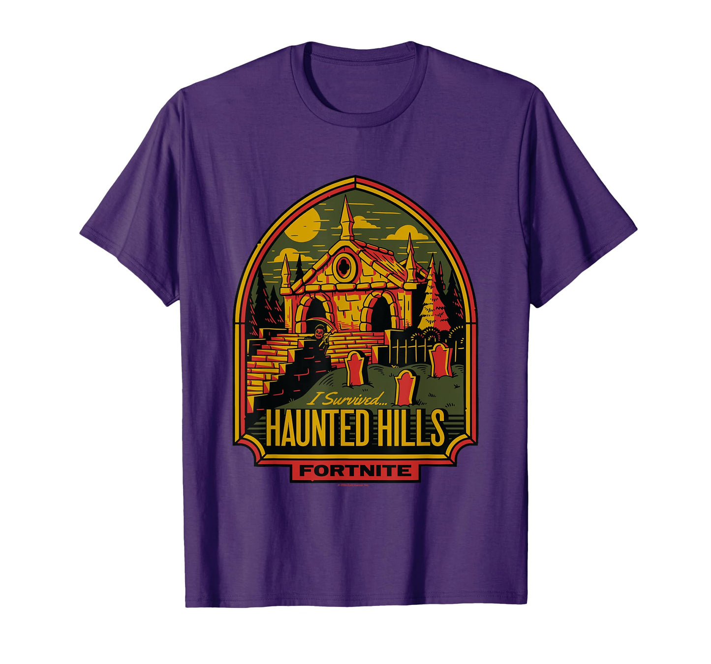 Fortnite Halloween I Survived Haunted Hills Retro Chest Logo T-Shirt