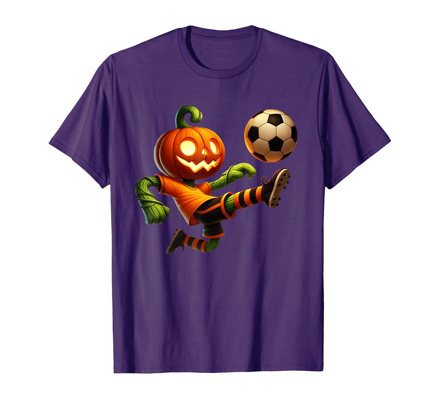 Pumpkin Face Soccer Halloween Costume Men Boys Kids Cute T-Shirt