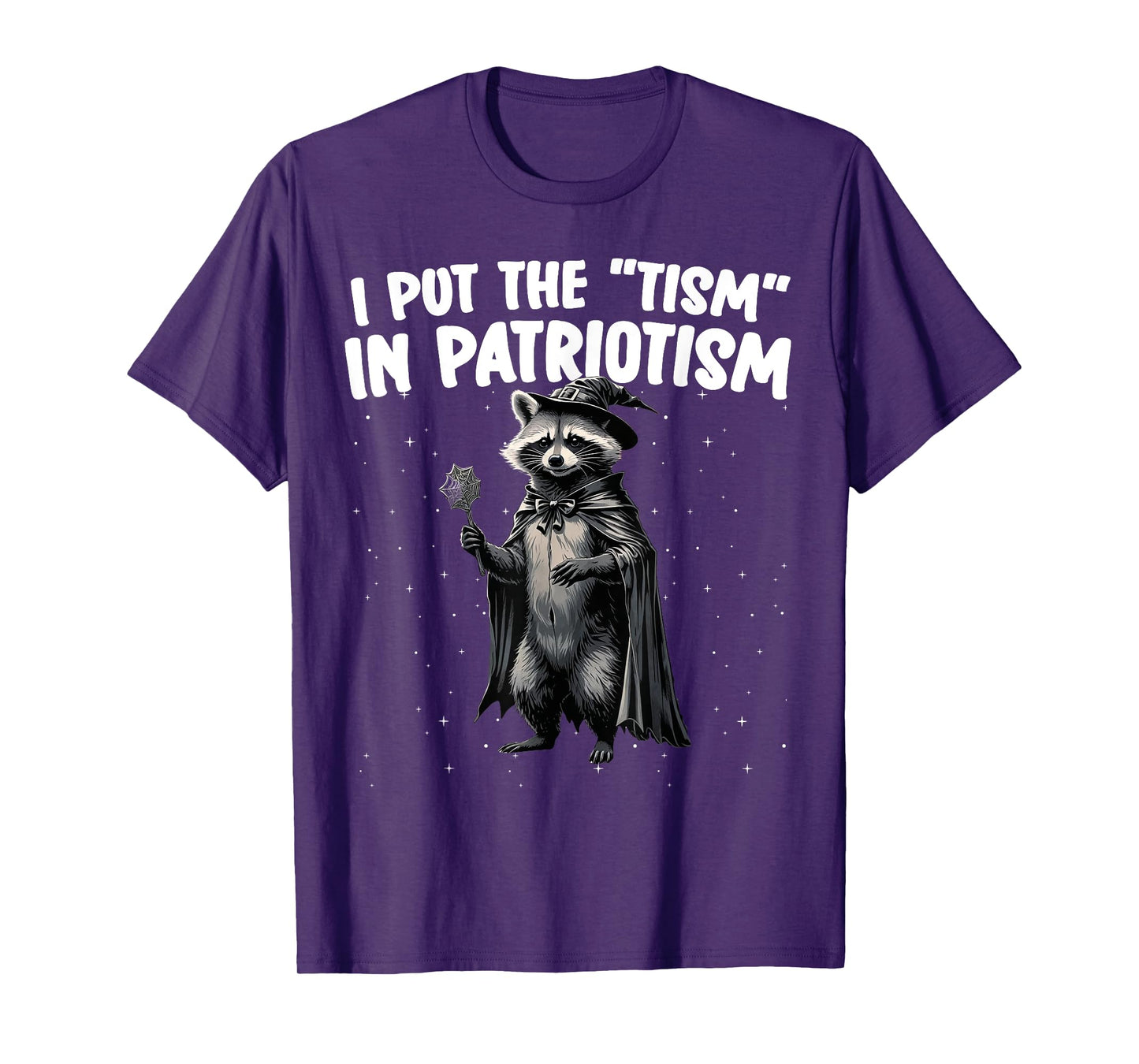I Put The Tism in Patriotism Hallowee Raccoon American T-Shirt