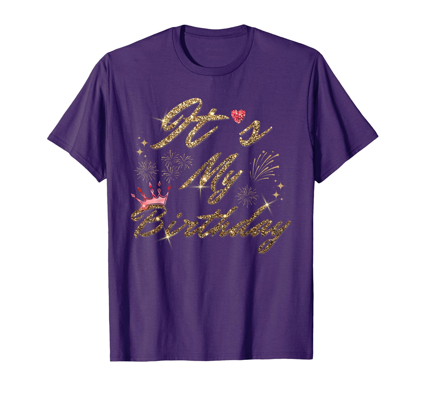It's My Birthday Cute Red Crystal Heart Birthday Girl Women T-Shirt