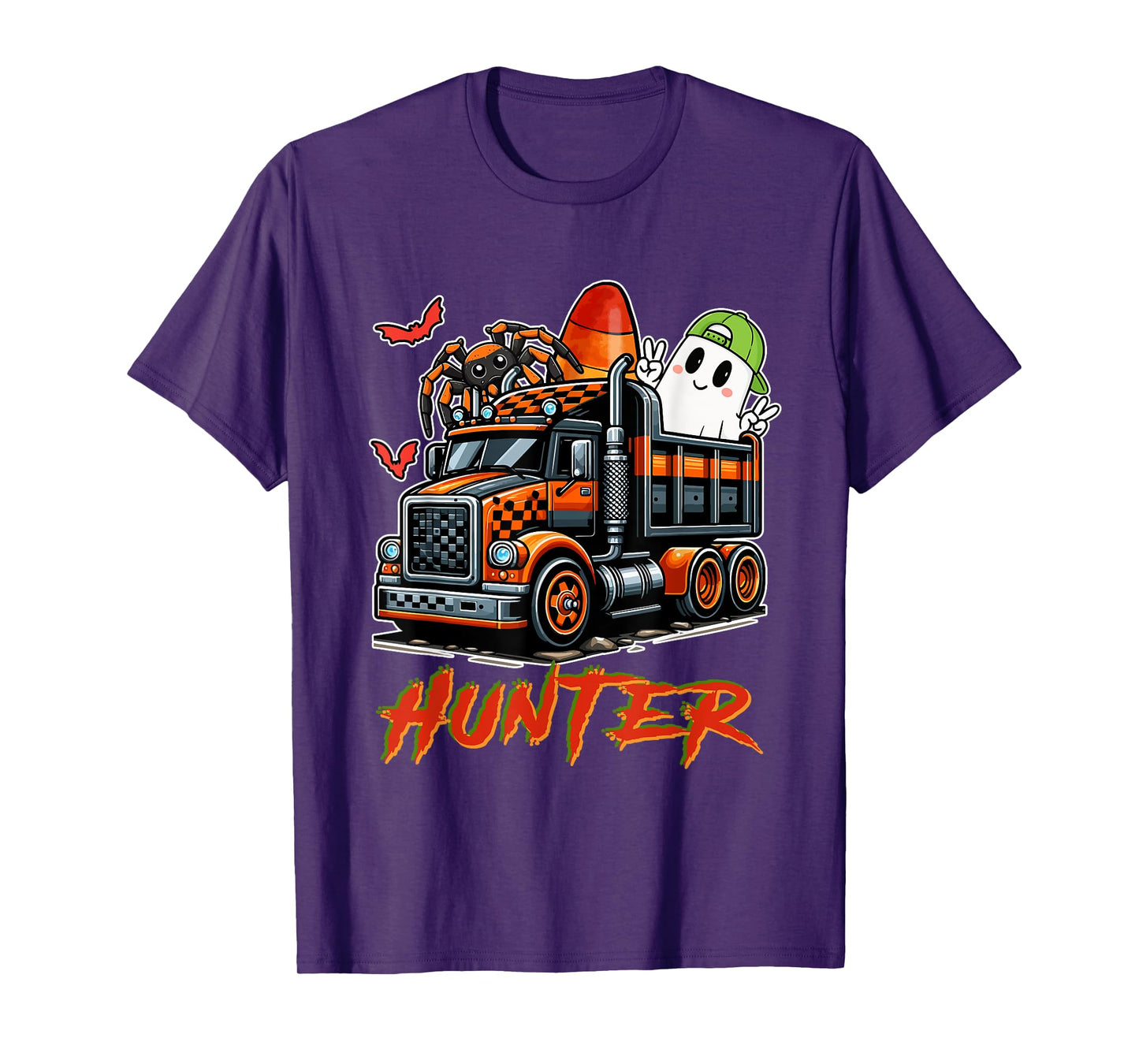 Hunter Costume Halloween Spider Cute Boo Ghost On Truck T-Shirt