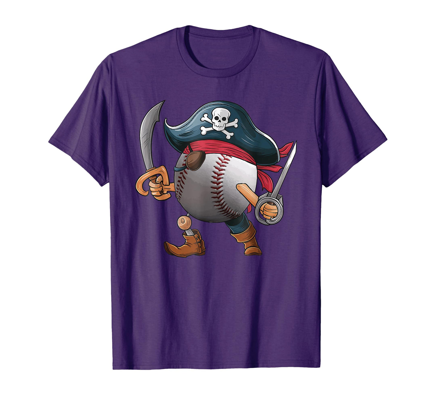 Baseball Pirate Ball Costume Funny Crossbones Skull Skeleton T-Shirt