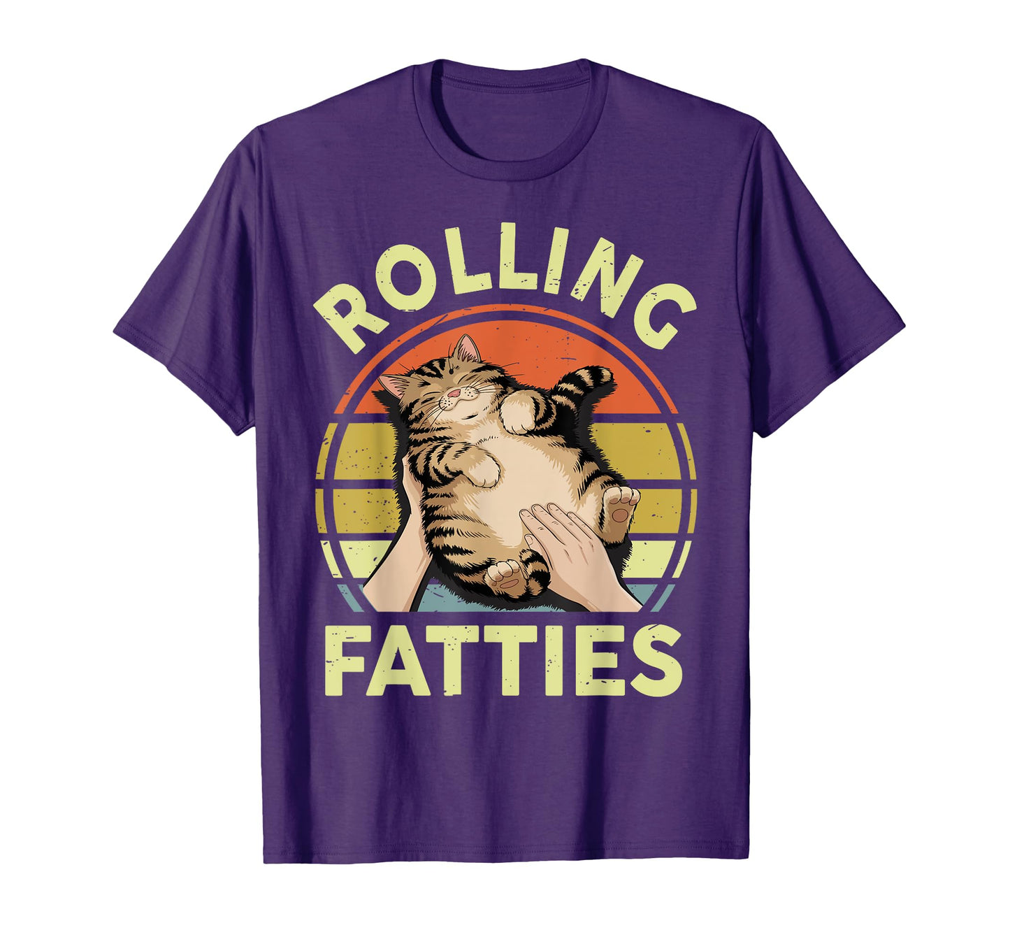 Cat-Shirt Rolling Fatties Funny Tabby Kitten Men Women Retro T-Shirt