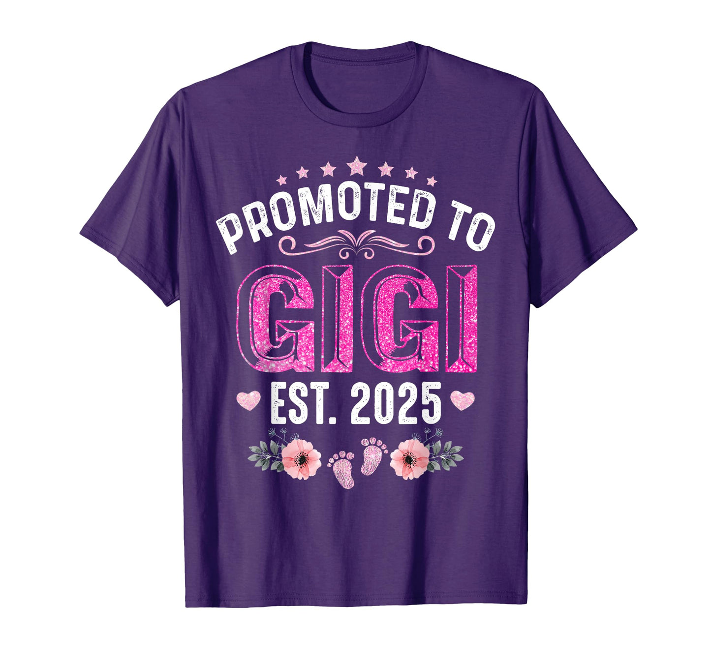 Promoted To Gigi Est. 2025 Funny Floral Mother's Day T-Shirt