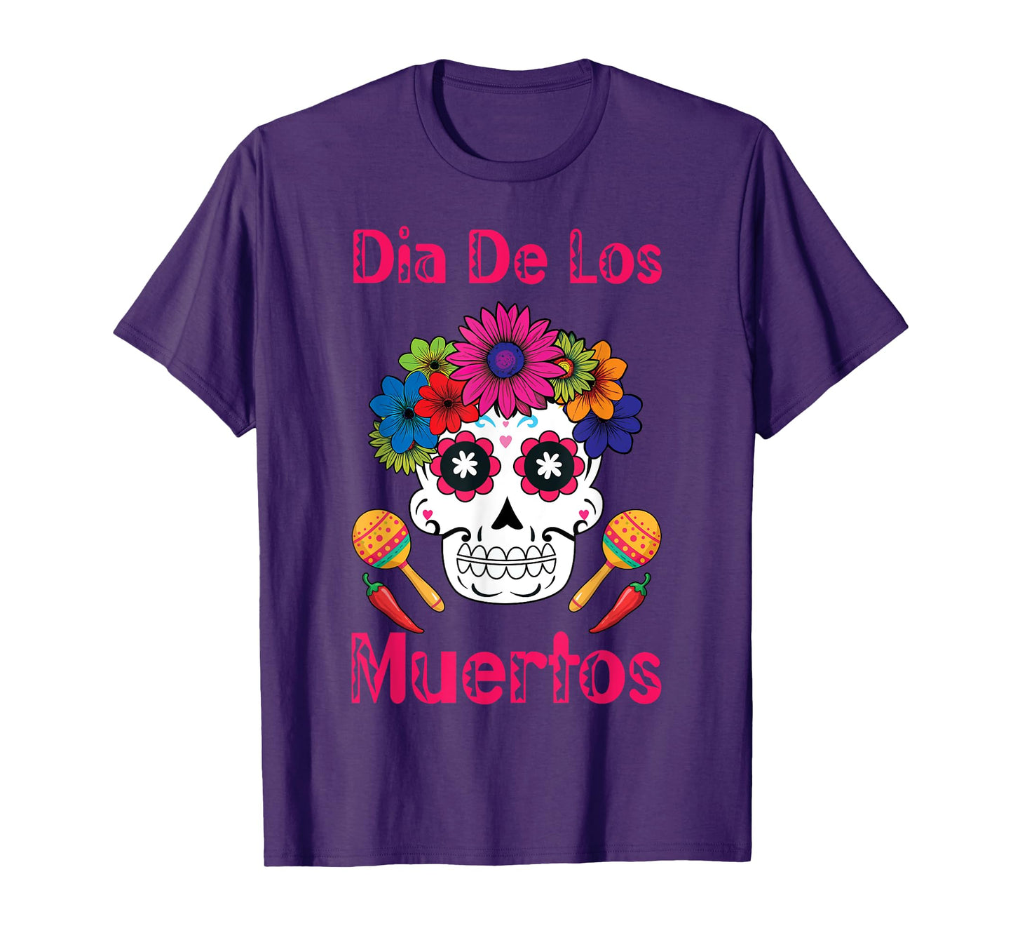 Dia De Los Muertos Floral Sugar Bone Candy Halloween T-Shirt