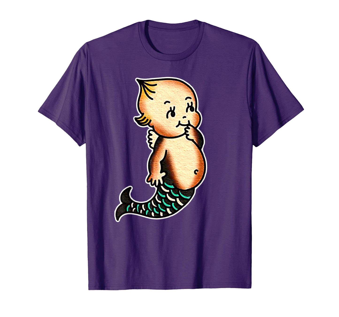 Kewpie Baby Mermaid Traditional Tattoo Flash T-Shirt