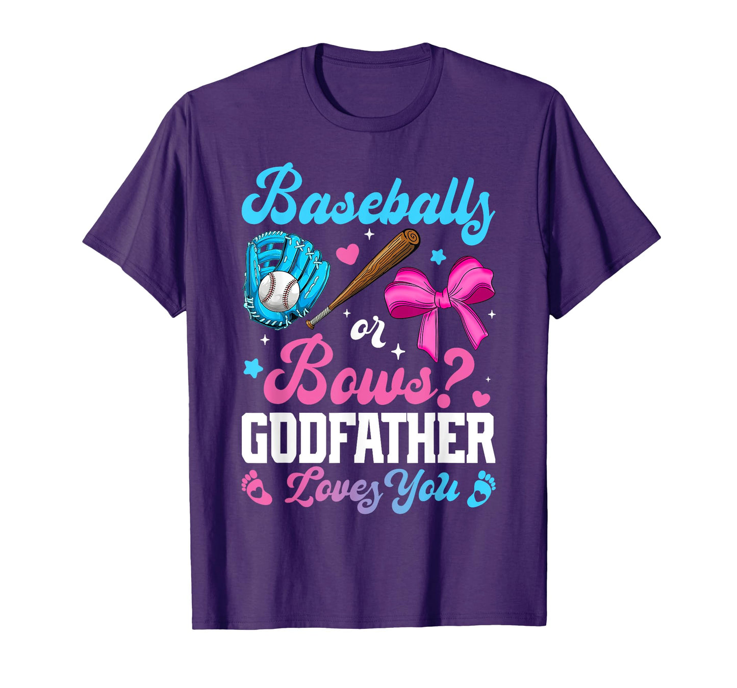 Baseball Or Bows Godfather Loves You Funny Gender Reveal T-Shirt