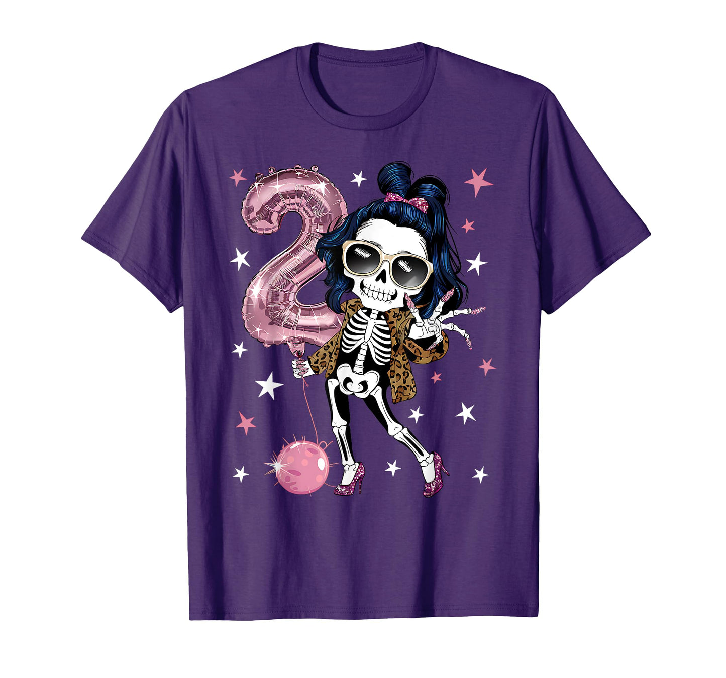 Skeleton Funny Halloween 2nd Birthday Girl T-Shirt