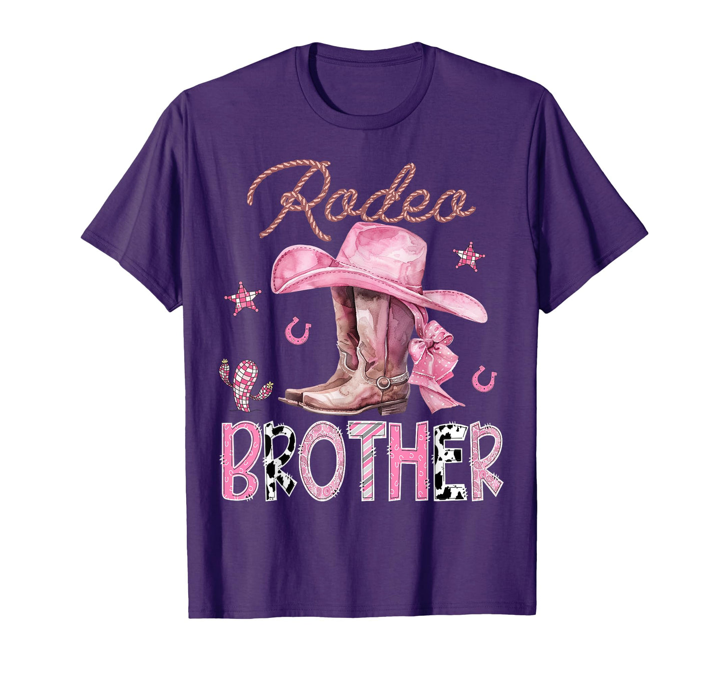 Rodeo Brother Pink Boots Coquette CowGirl Birthday Party T-Shirt