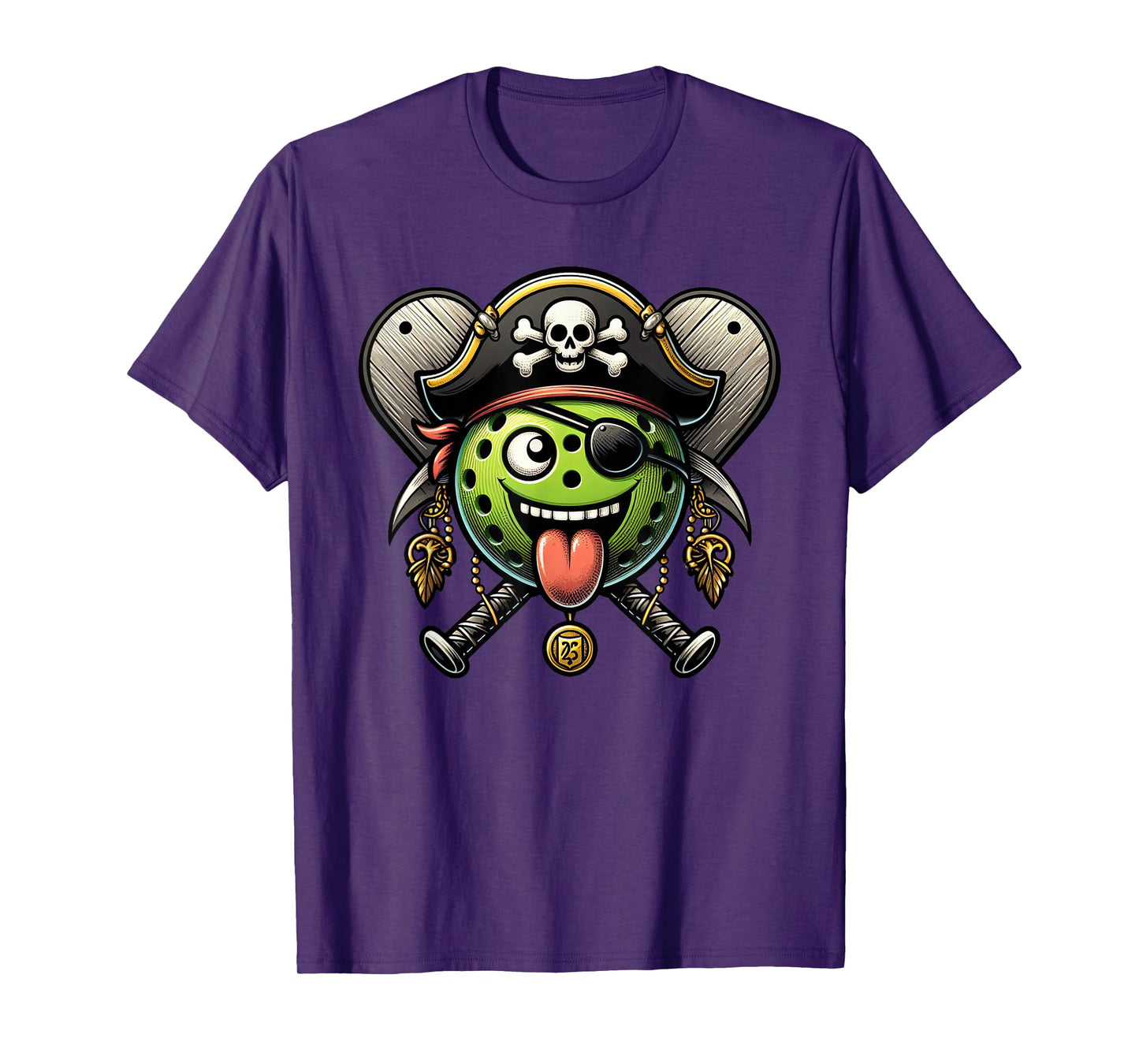 Pickleball Pirate Crossbones Halloween Mens Womens Kids T-Shirt