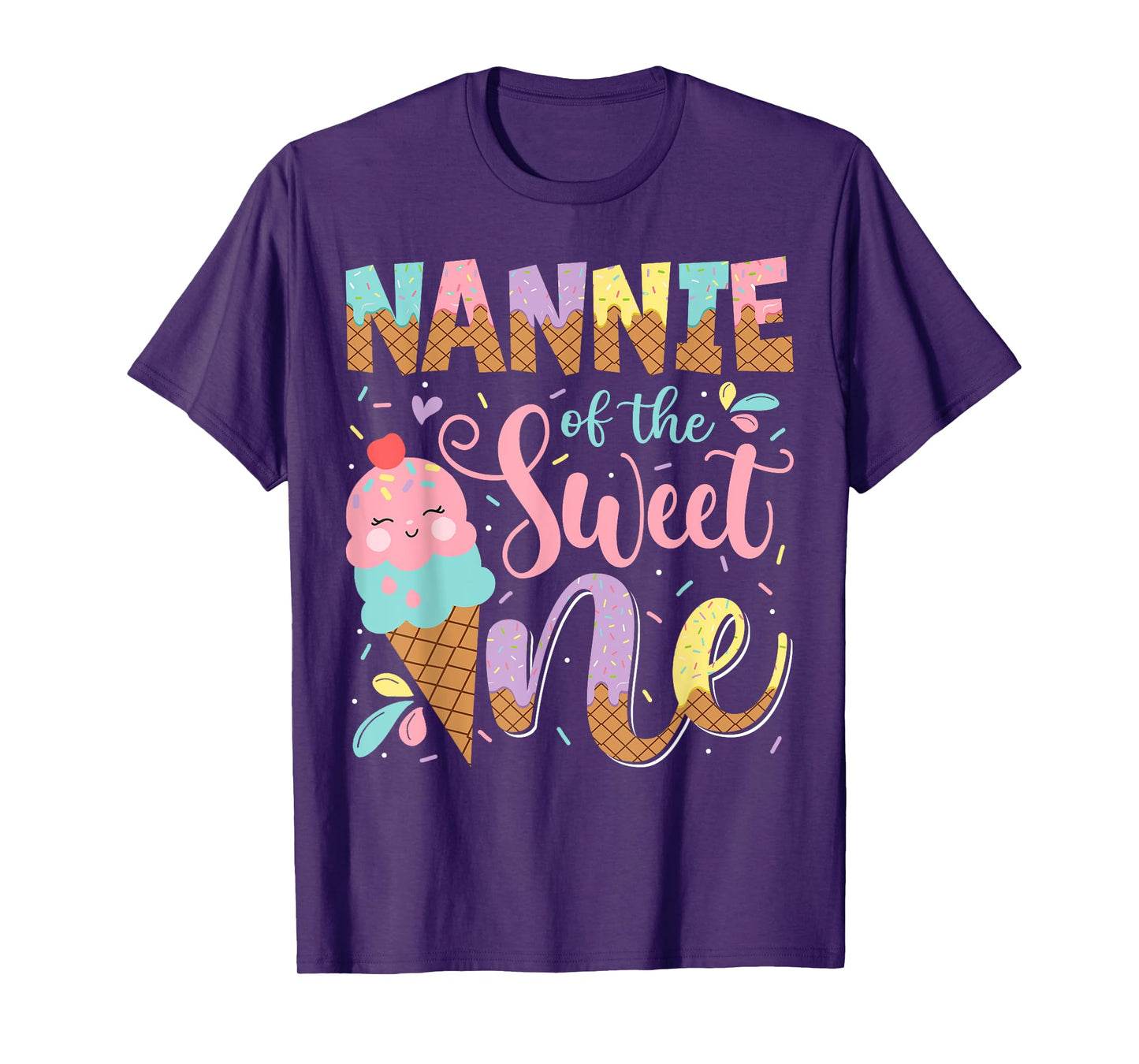 Nannie Of The Sweet One 1St Birthday Ice Cream Summer T-Shirt