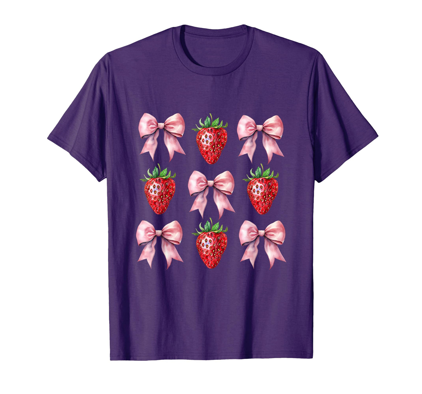 Cute Pink Bow Coquette Strawberry T-Shirt