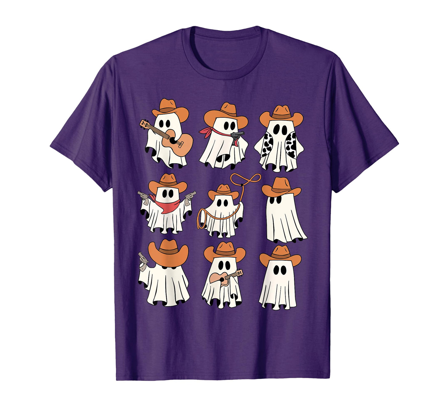 Retro Western Halloween Cowboy Ghost Collage Spooky Season T-Shirt