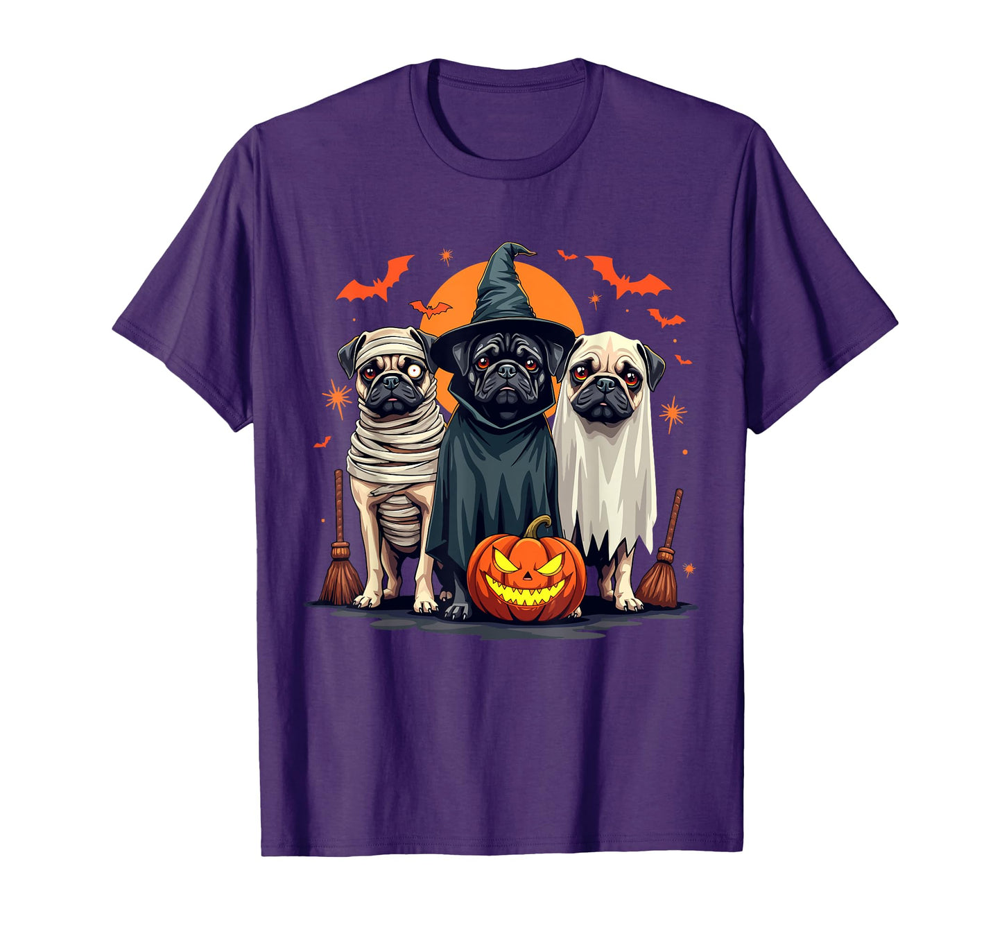 Pug Halloween Costume Mummy Witch Ghost Dog Lover T-Shirt