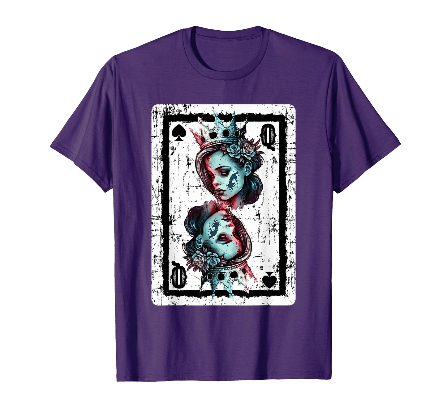 Queen of Spades Gothic Card Game Halloween Creepy Poker Game T-Shirt