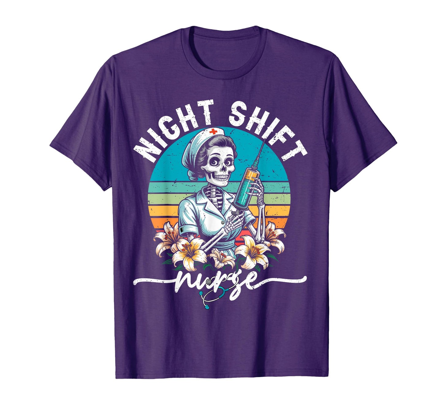 Funny Halloween Night Shift Nurse Skeleton RN ICU ER Women T-Shirt