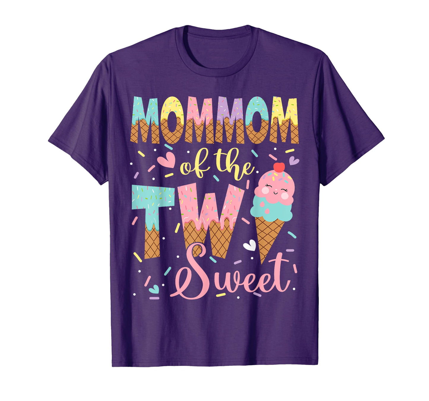 MomMom Of The Two Sweet 2Nd Birthday Girl Ice Cream T-Shirt