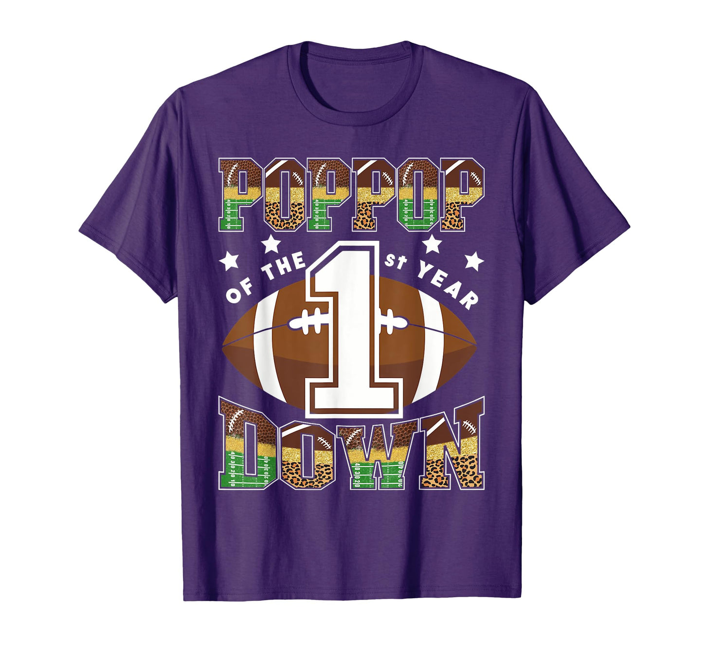 PopPop Of The 1St Year Down Football First Birthday Boy T-Shirt