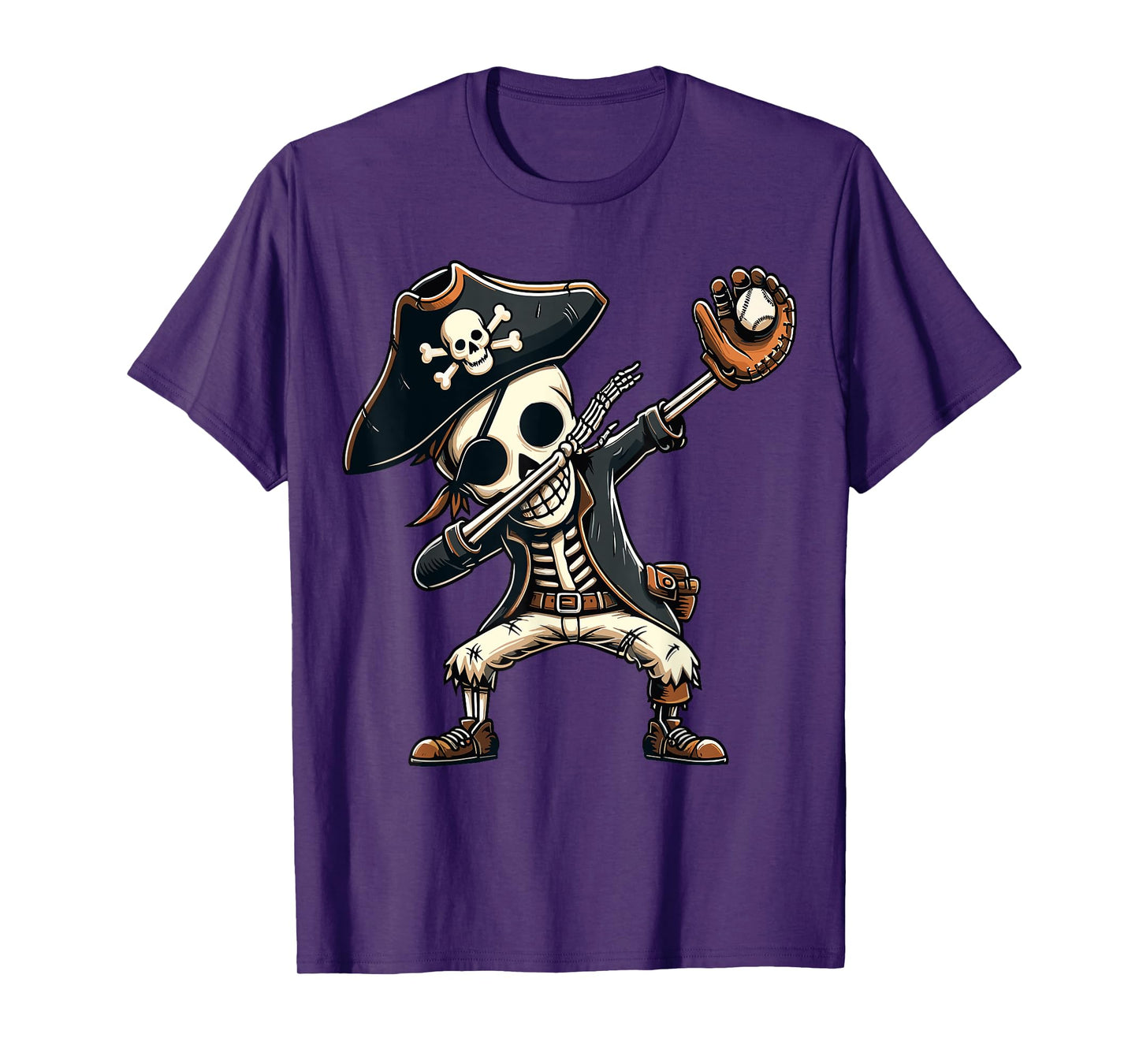Dabbing Skeleton Pirate Baseball Kids T-Shirt