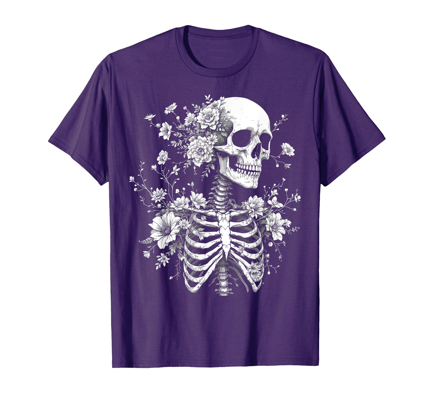 Floral Skeleton Flowers Goth Occult Death Dark Art Gothic T-Shirt