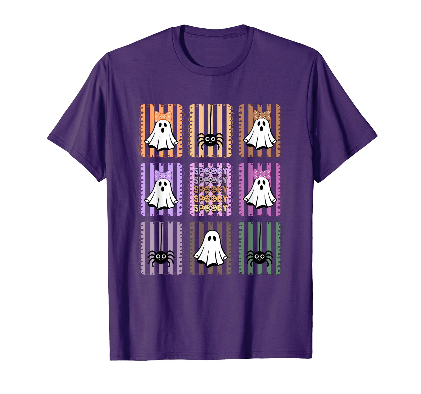 Spooky Ghosts And Cute Spider Design T-Shirt