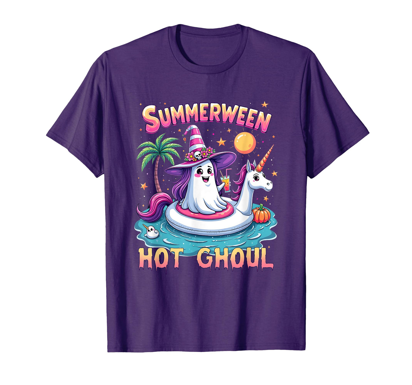 Vacation Halloween Party Group Funny Summerween Witch Vibes T-Shirt