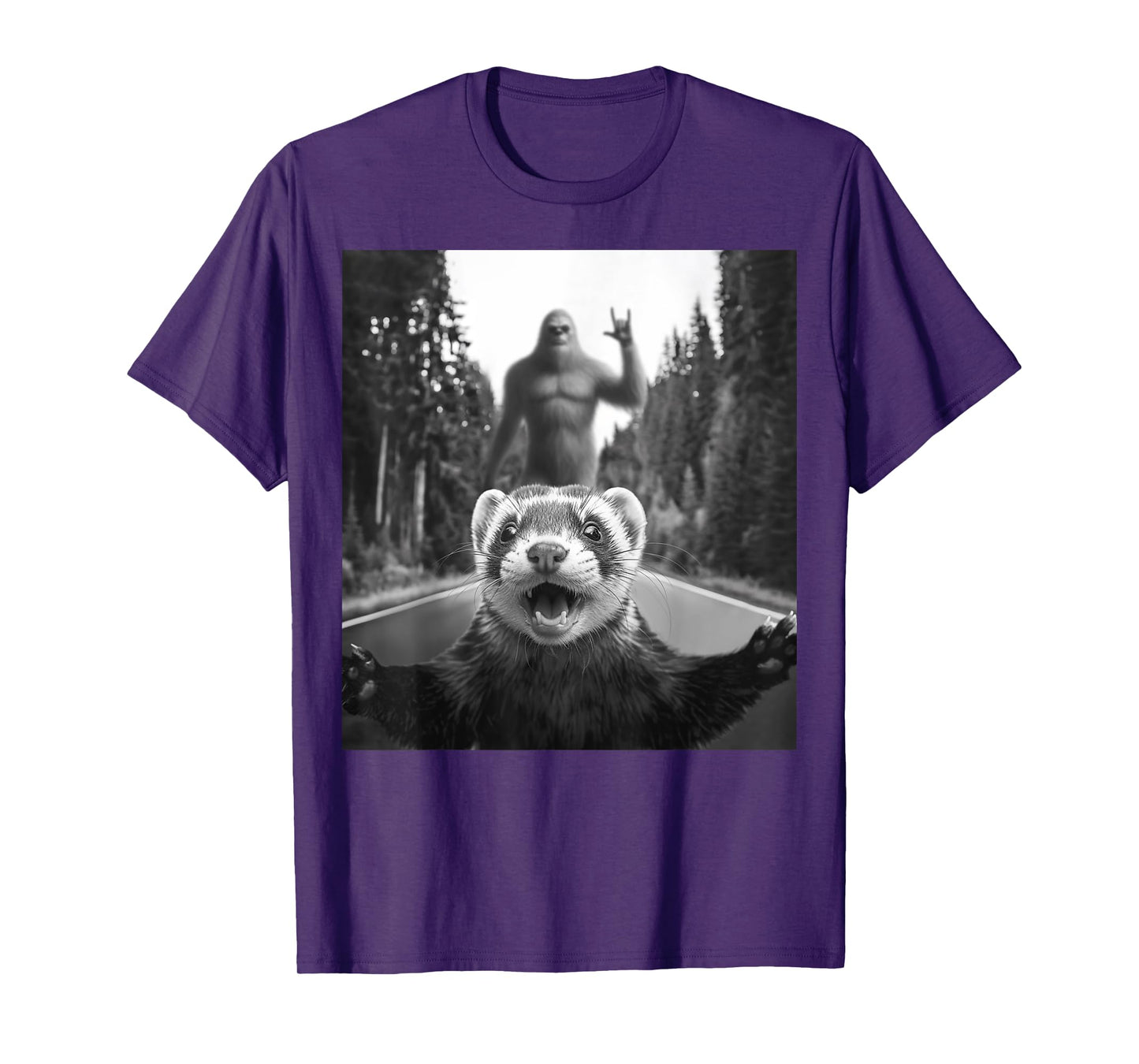 Ferret Selfie With Bigfoot Funny Gifts For Men Women Kids T-Shirt