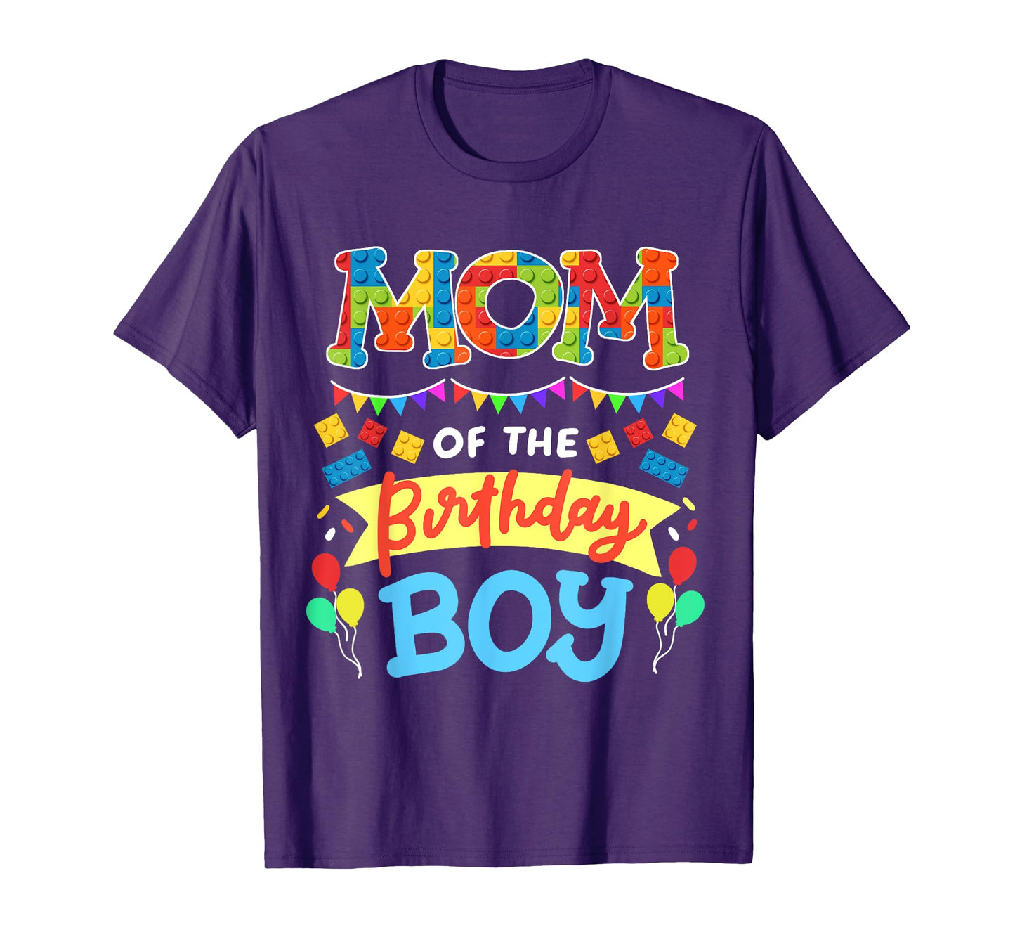 Mom of the Birthday Boy Building Blocks Bricks Family Women T-Shirt