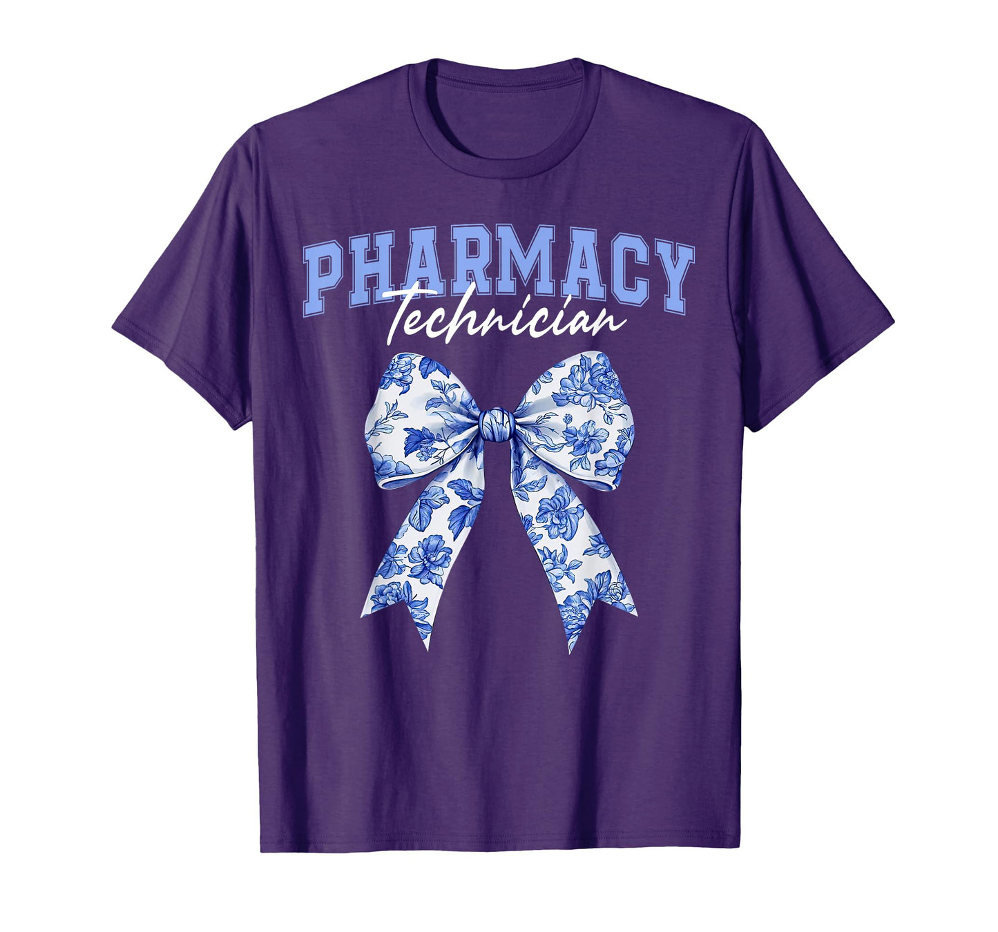 Cute Floral Blue Coquette Bow Pharmacy Technician Cpht T-Shirt